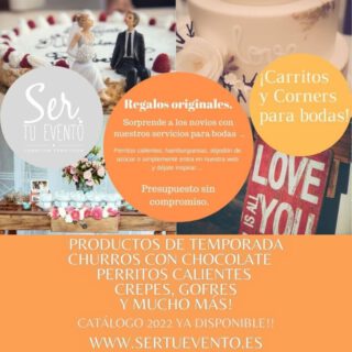 Sorprende a los #novios con nuestros servicios para #bodas #carritosdecomidaparabodas #perritoscalientes🌭 #candybarboda #regalos #palomitas🍿 #churrosconchocolate #crepes #gofres #cornerparabodas #bodas2022